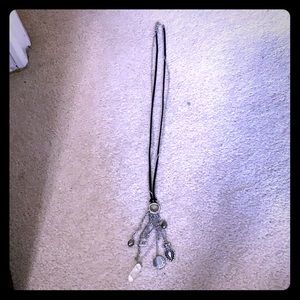 Beautiful long necklace with white quartz crystal